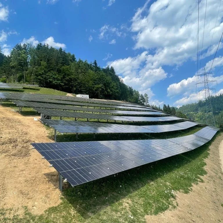 Ground mounted solar system installed on challenging terrain