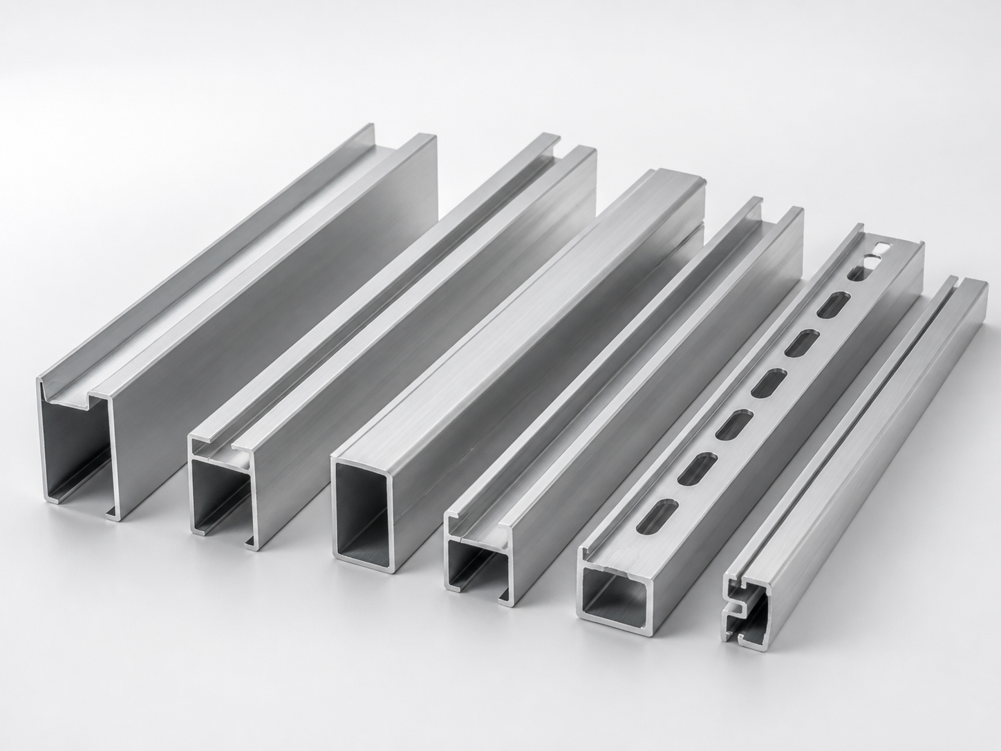 Aluminum solar mounting rails and guide rail profiles