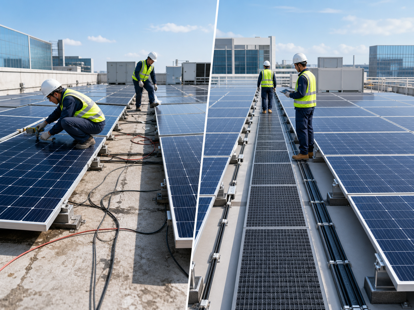 Solar walkway safety benefits and rooftop access comparison