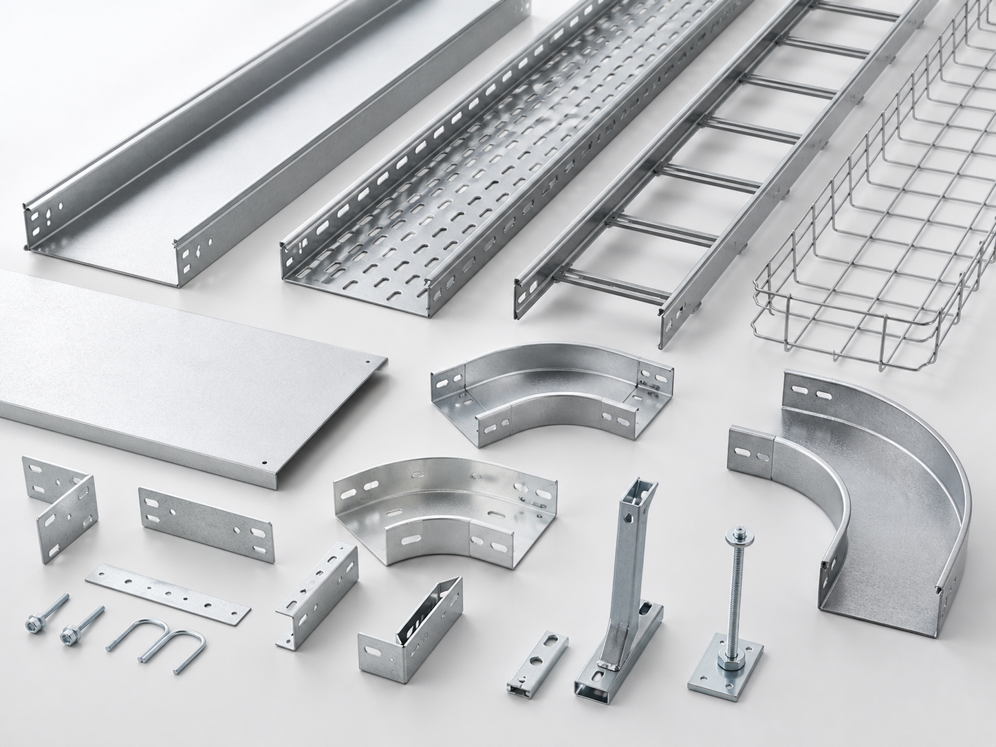 Solar cable tray product types including aluminum tray galvanized tray ladder tray and accessories