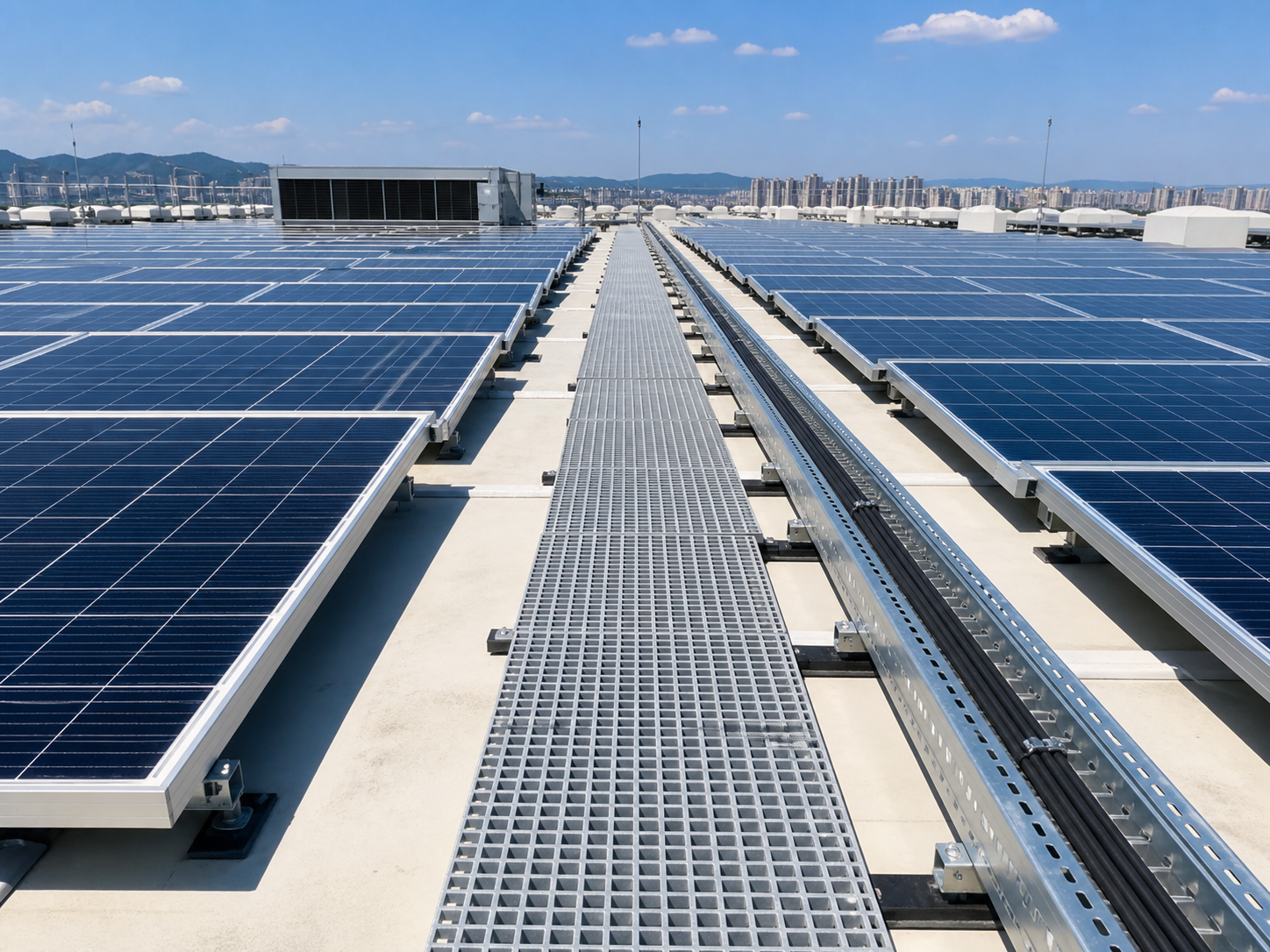 Solar walkway application on commercial rooftop PV projects