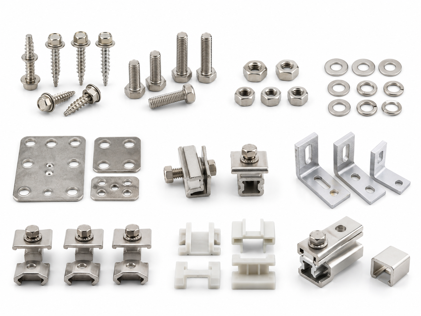 PV mounting fasteners grounding clips and small accessories