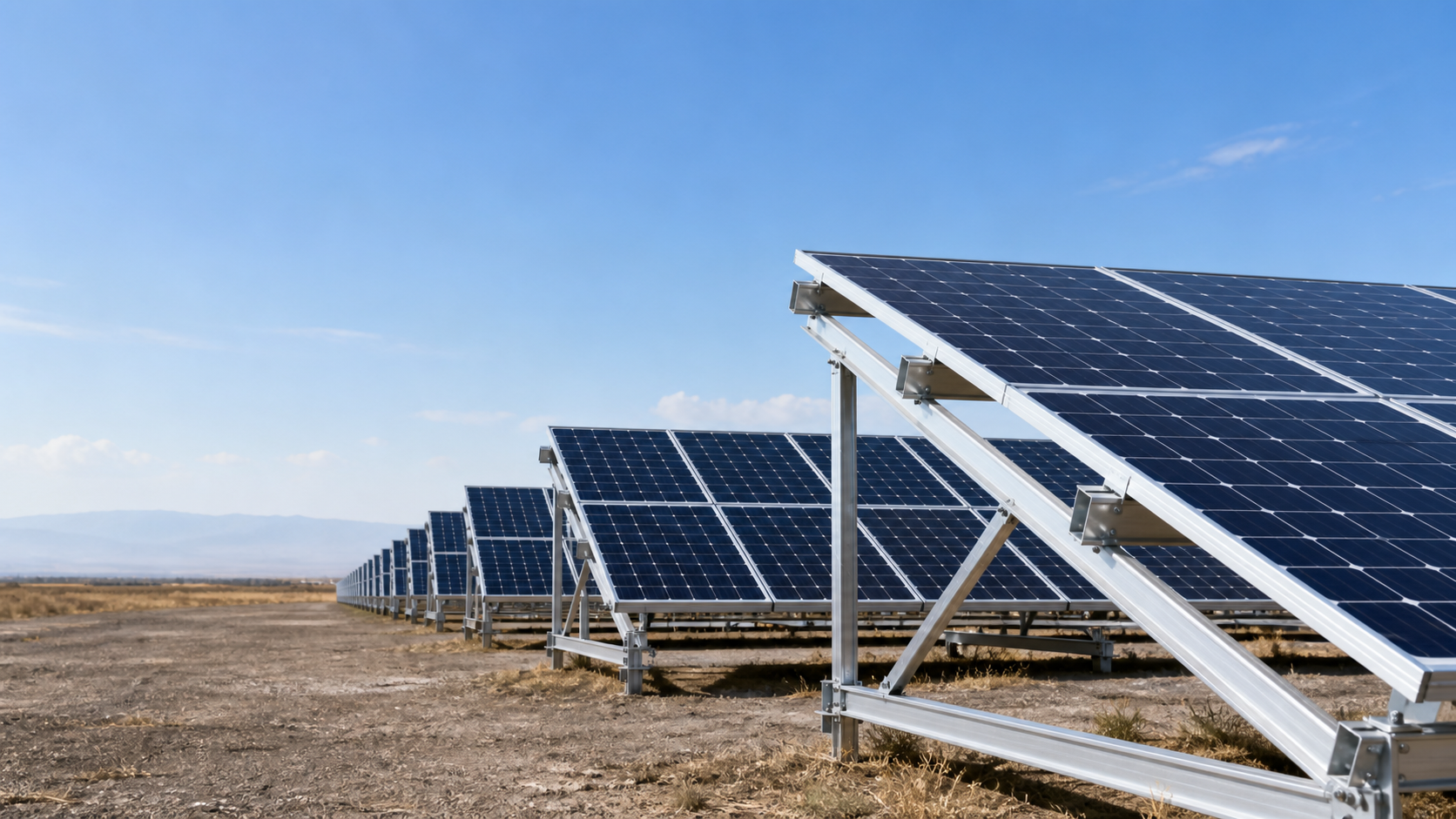 Aluminum ground mount system for commercial solar PV project