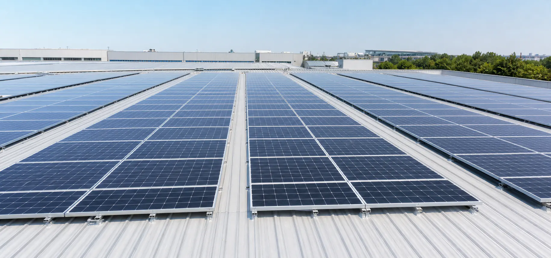 Ballast mounting system application on a flat roof