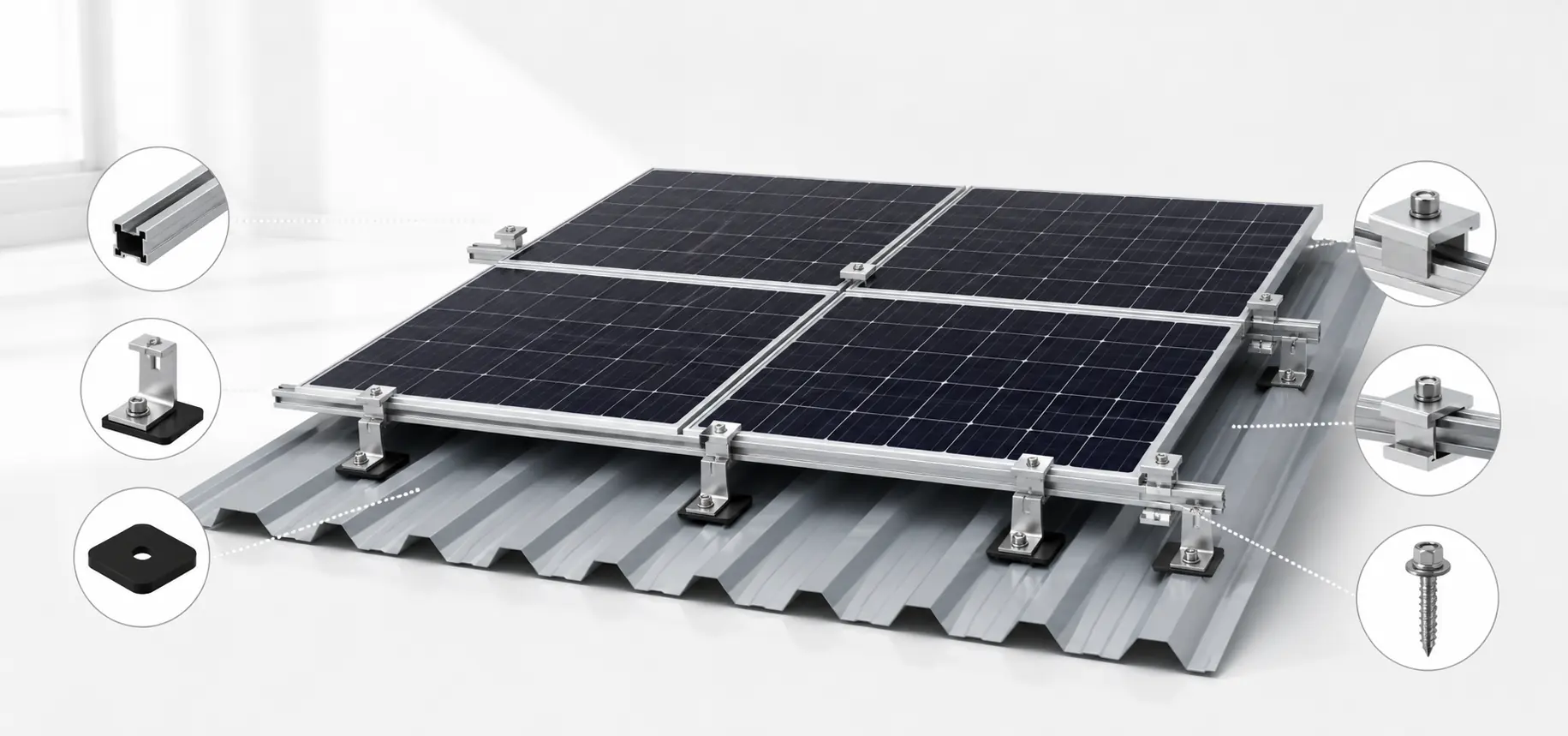 Ballast mounting structure for flat roof solar projects