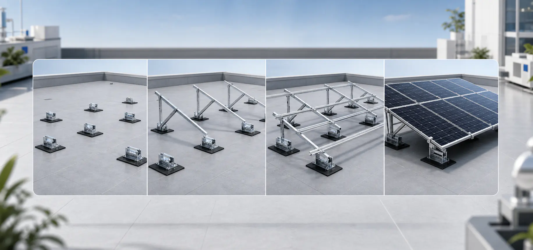 Flat roof steel mounting installation steps