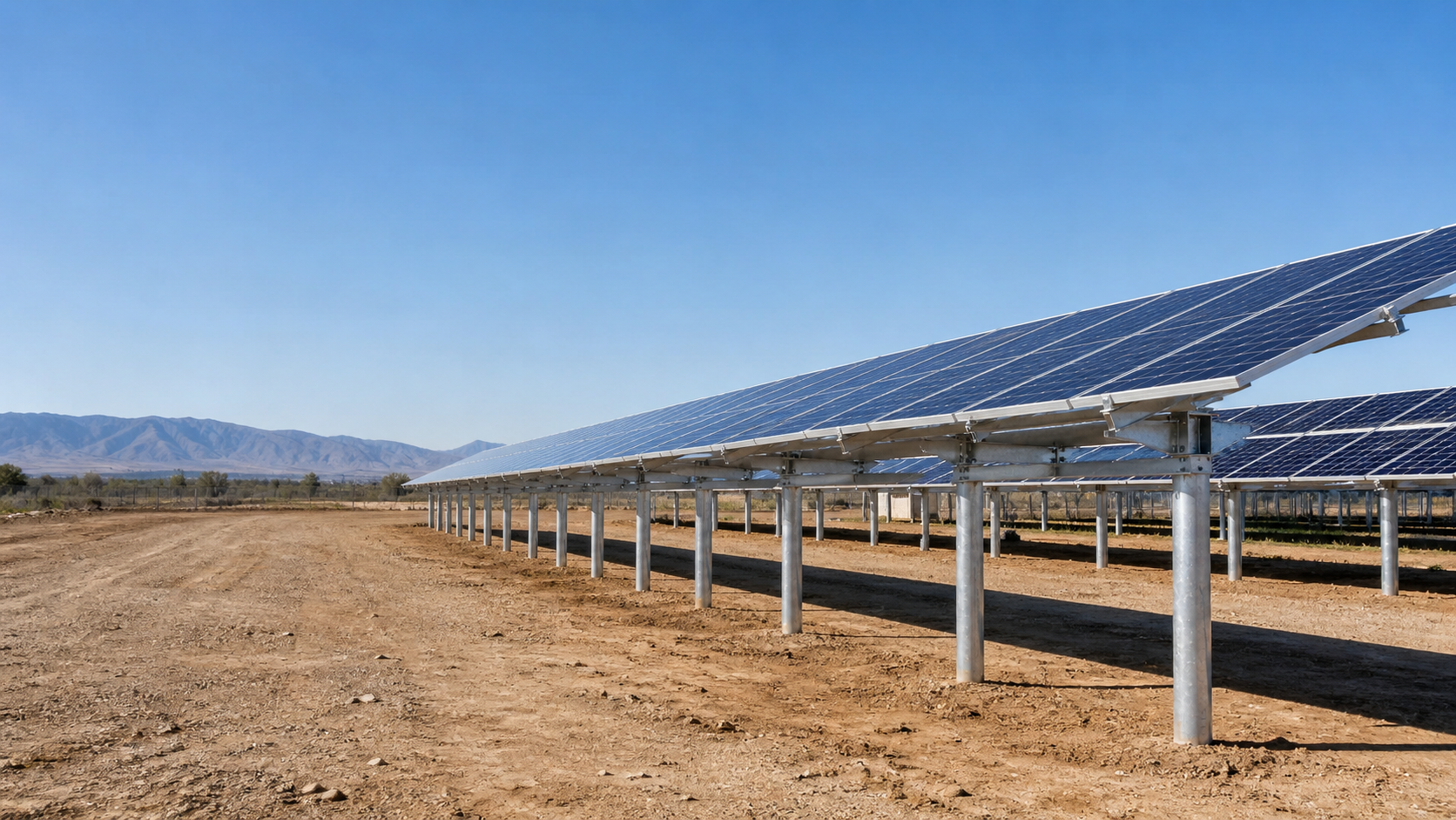 Ramming pile ground mount system for utility solar PV projects