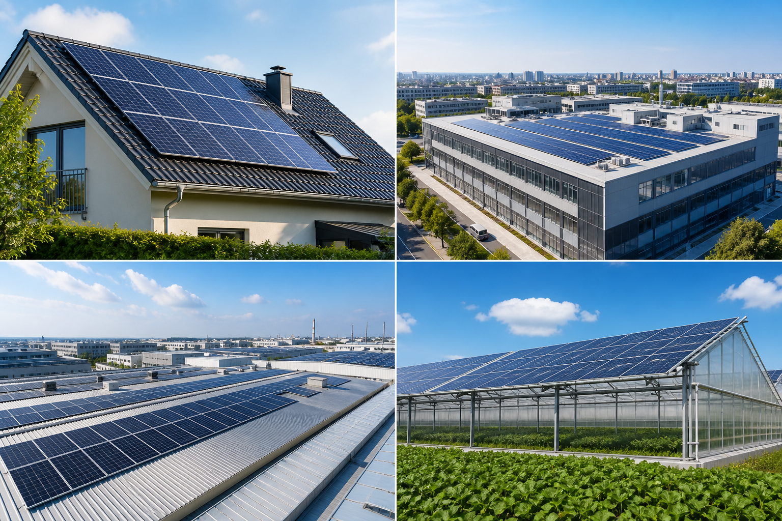 Rooftop PV applications for residential commercial and industrial buildings