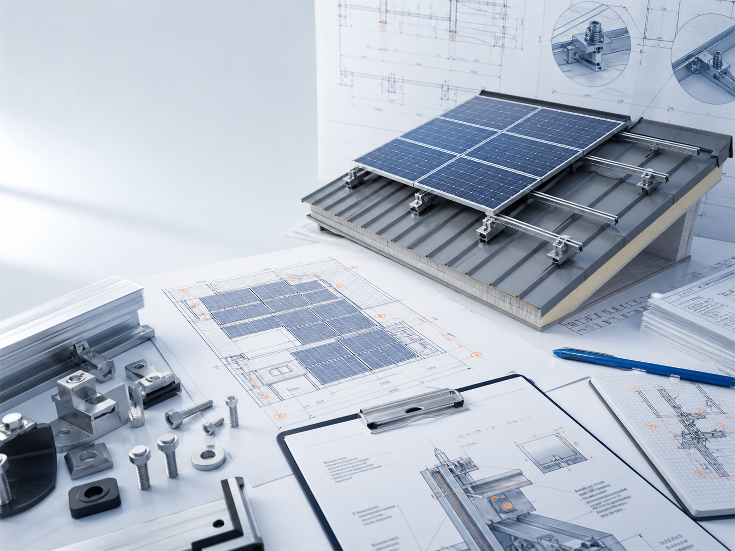 Solar roof mounting technical data and engineering review