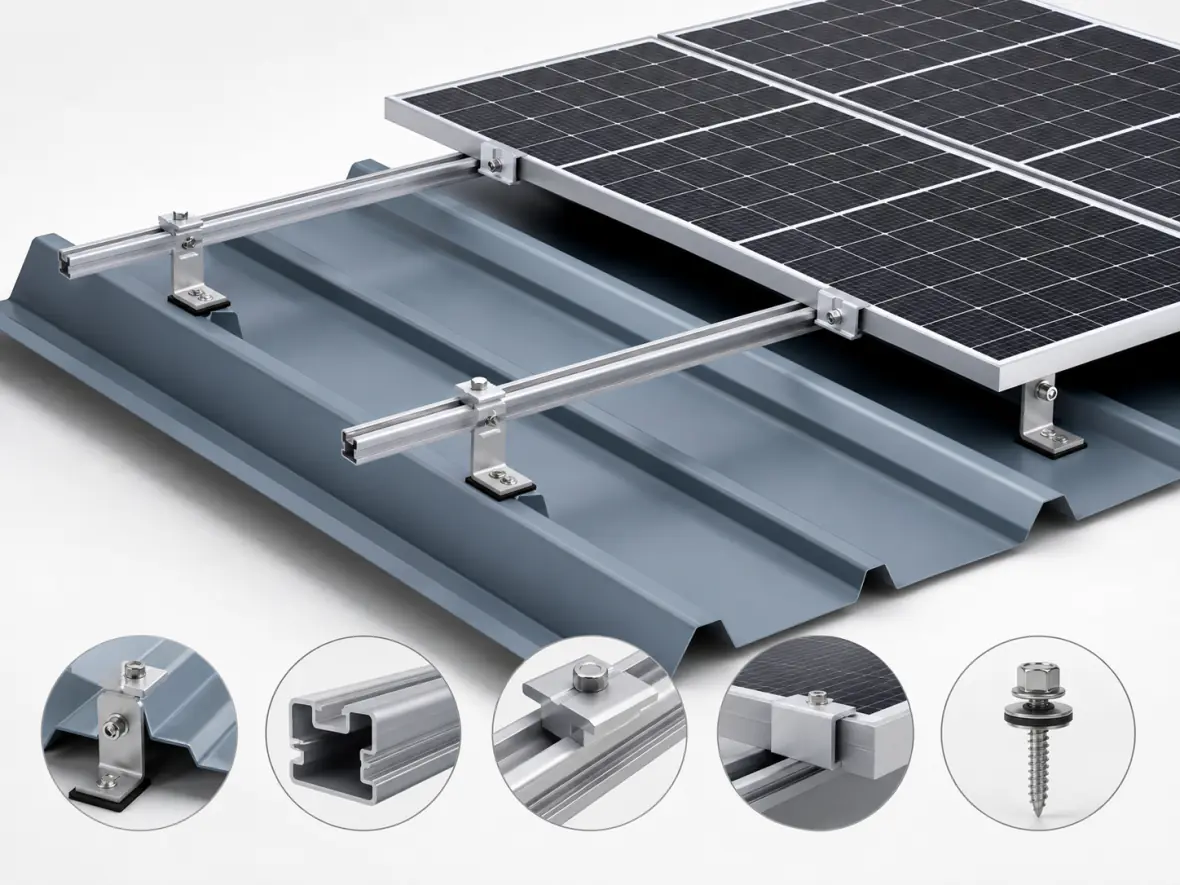 Trapezoidal sheet roof clamp and mini rail mounting system