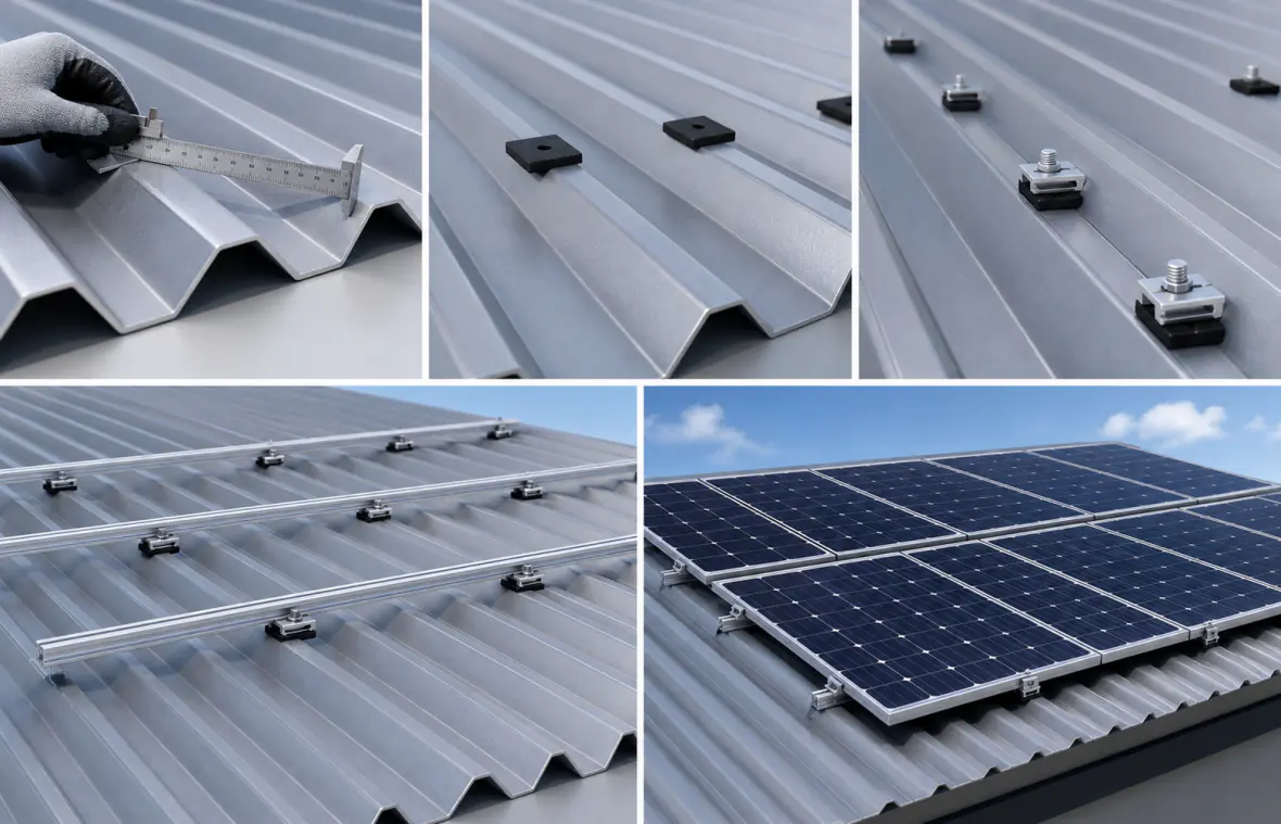 Trapezoidal sheet roof mounting installation steps