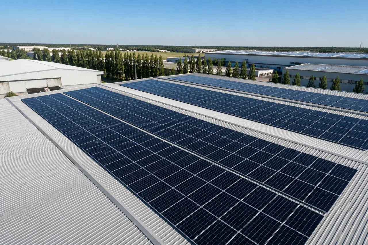 Commercial trapezoidal metal roof solar project application